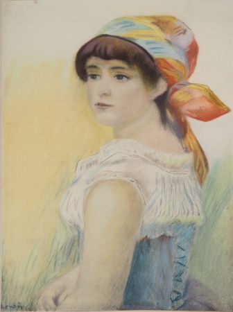 Litografía Renoir - La jeune femme au foulard coloré