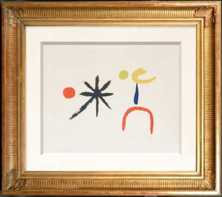 Litografía Miró - La Jeune Fille au Clair de Lune
