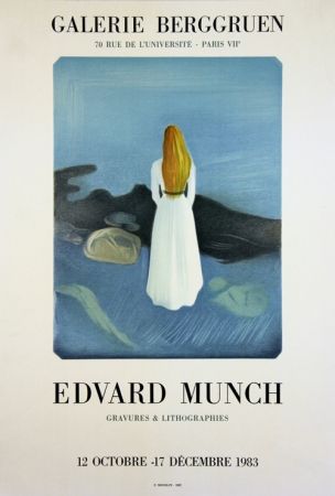 Litografía Munch - La Jeune Fille sur la Jttée