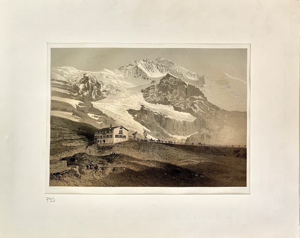 Litografía Martens - La Jungfrau Vue de la Petite Scheideck