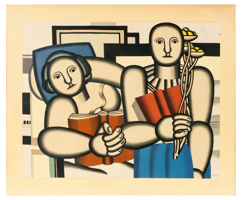 Litografía Leger - LA LECTURE - 1924. Lithographie signée et numérotée 85/350 (Galerie Louis Carré 1953)