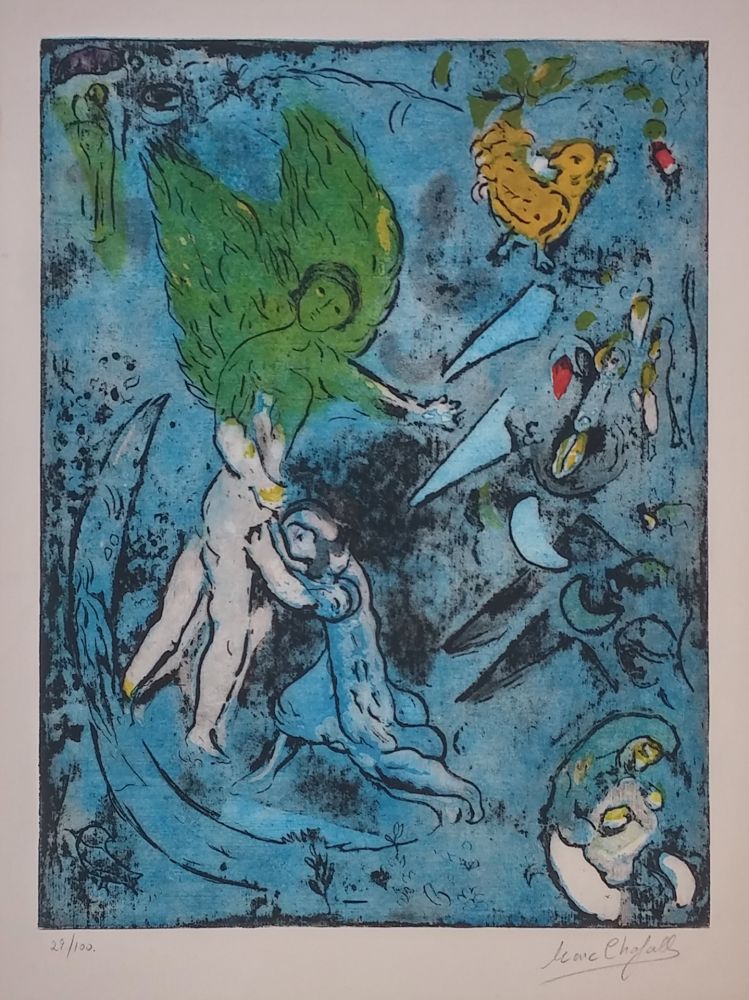 Litografía Chagall - LA LUTTE DE JACOB ET DE L'ANGE