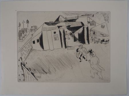 Grabado Chagall - La maison de Sobakévitch
