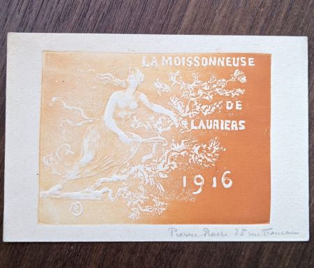 Sin Técnico Roche - La moissonneuse de lauriers (greeting card for 1916)