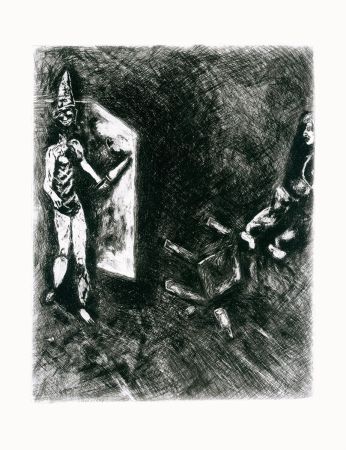Aguafuerte Chagall - La mort et le malheureux