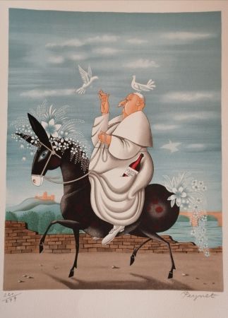 Litografía Peynet - La Mule du Pape