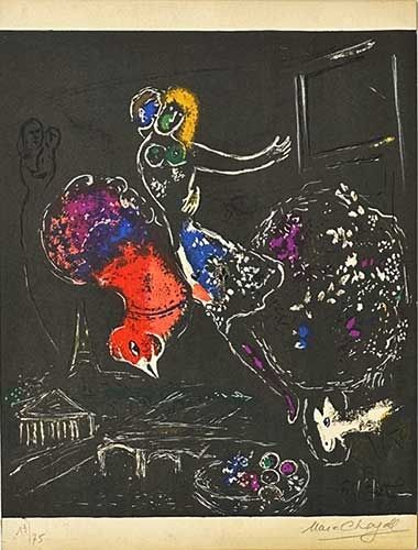 Litografía Chagall - La nuit à Paris