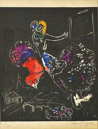 Litografía Chagall - La nuit à Paris