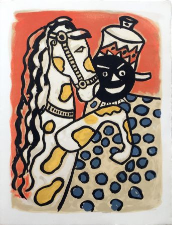 Litografía Leger - LA PARADE EQUESTRE II - Le cheval et le clown (CIRQUE. 1950)