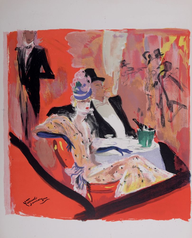 Litografía Domergue - La Parisienne : Chez Maxim's, 1956