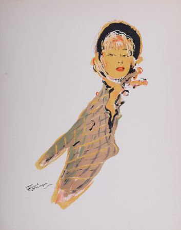 Litografía Domergue - La Parisienne : Guillaumette, 1956