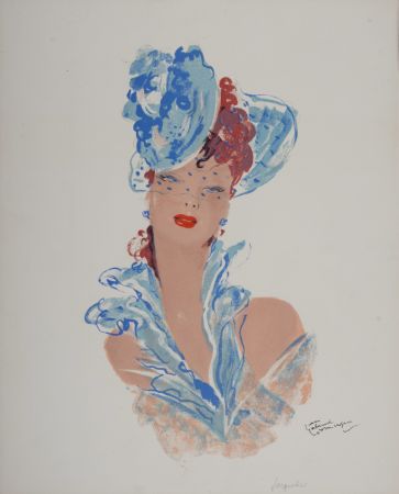 Litografía Domergue - La Parisienne : Jacqueline, 1956