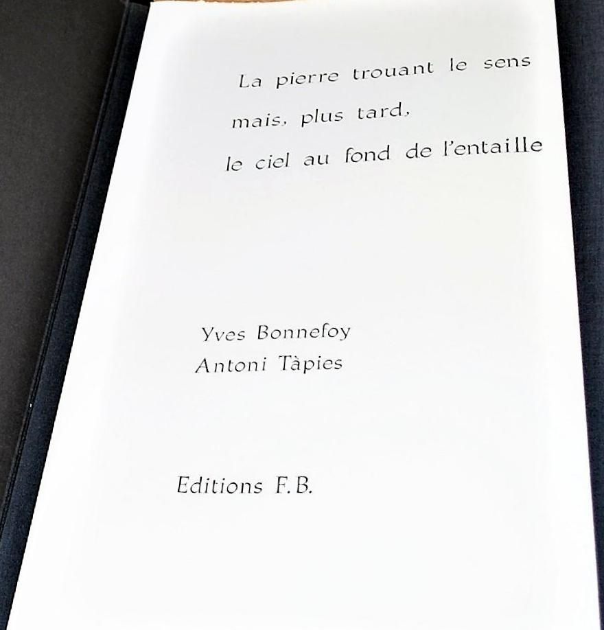 Libro Ilustrado Tàpies - La Pierre Trouant Le Sens Mais, Plus Tard, Le Ciel Au Fond De l'Entaille.