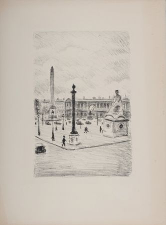 Litografía Marquet - La Place de la Concorde, 1950