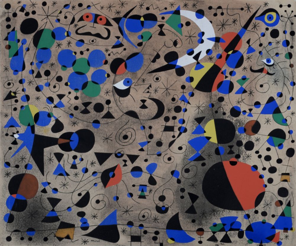 Pochoir Miró (After) - La Poétesse (From Constellations), 1959