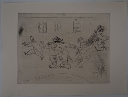 Grabado Chagall - La présentation du nouveau chef (A la trésorerie, le nouveau chef)