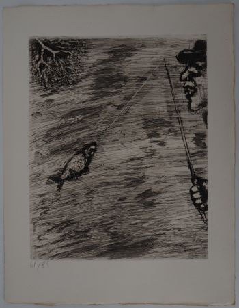 Grabado Chagall - La pêche (Le petit poisson et le pêcheur)