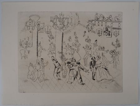 Grabado Chagall - La soirée chez le gouverneur