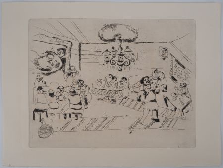 Grabado Chagall - La taverne des artistes (Le traktir)