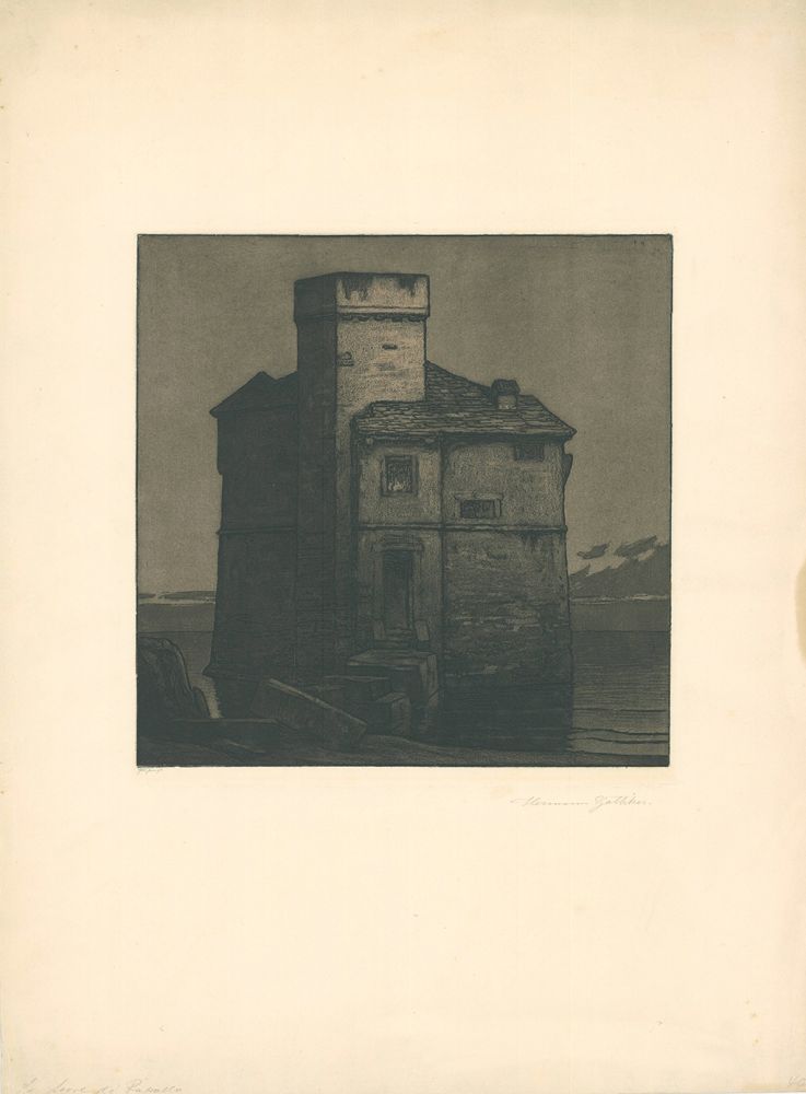 Aguafuerte Y Aguatinta Gattiker - La Torre di Rapallo (Torre Pagana)