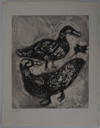 Grabado Chagall - La tortue et les deux canards