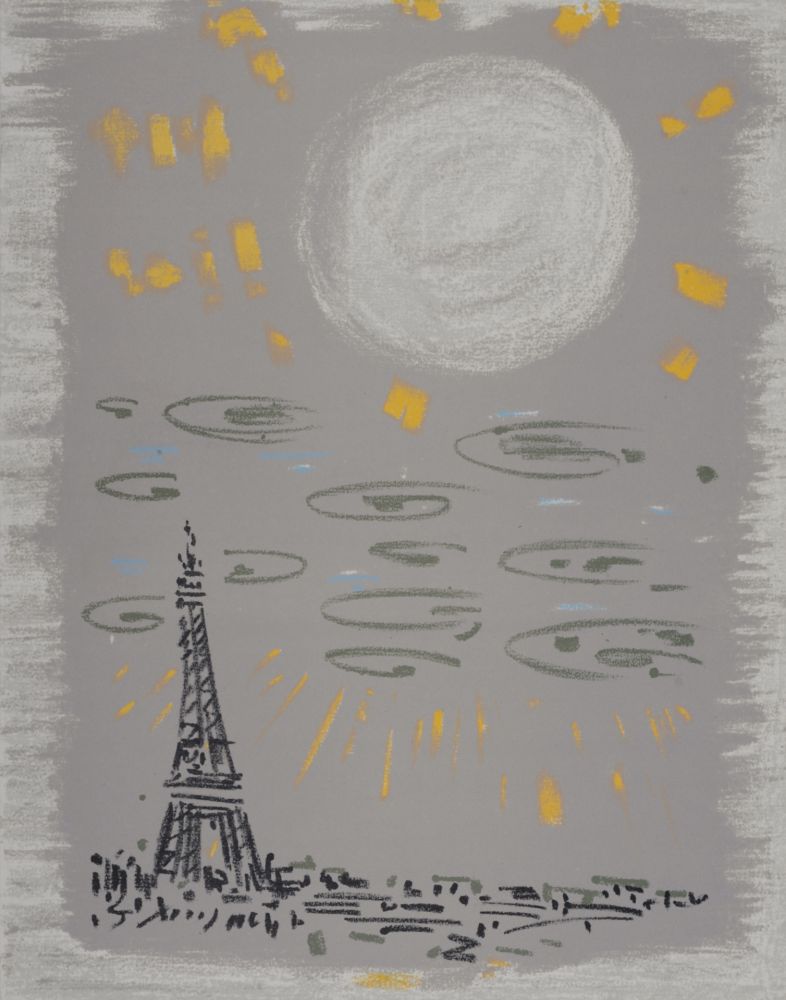 Litografía Masson - La Tour Eiffel au ciel gris, 1962