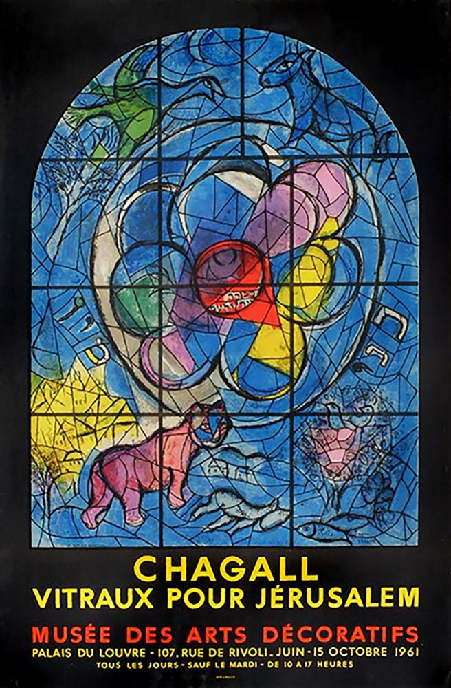 Litografía Chagall - LA TRIBU DE BENJAMIN (Musée des Arts Décoratifs - Paris, 1961). Tirage original.