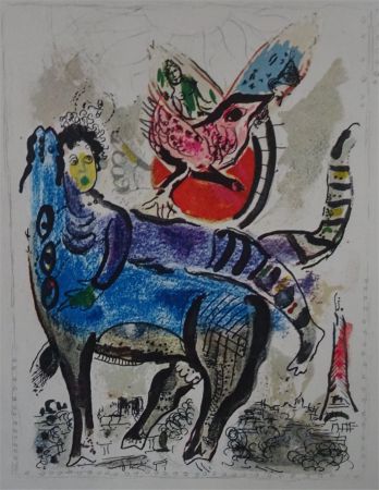 Litografía Chagall - La Vache bleue