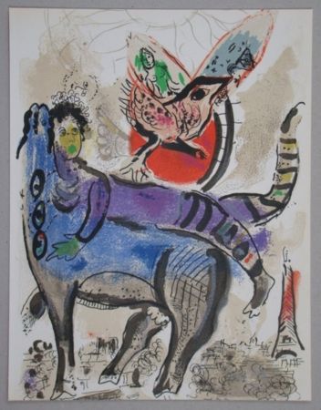 Litografía Chagall - La vache bleue
