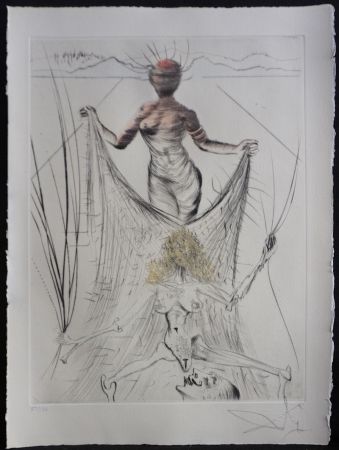 Grabado Dali - La Venus aux Fourrures Woman Holding Veil