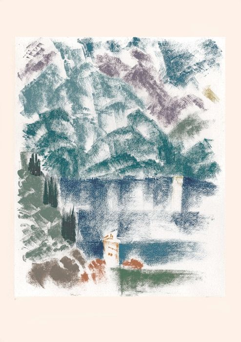 Litografía Masson - Lac de Côme (Voyage à Venise)