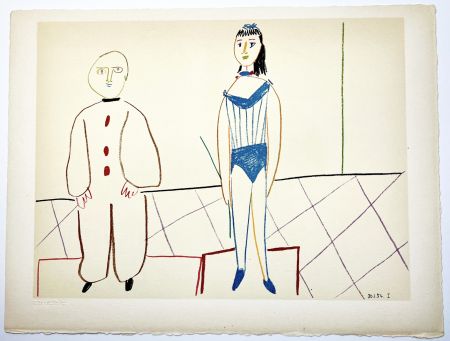 Litografía Picasso - L'Acrobate et le Clown (de La Comédie Humaine - Verve 29-30. 1954).