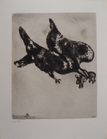 Grabado Chagall - L'Aigle, la Lapin et le Coléoptère (L'Aigle et l'Escarbot)