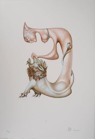 Litografía Pérahim - L'Alphabet Hébreu : Femme et Lion