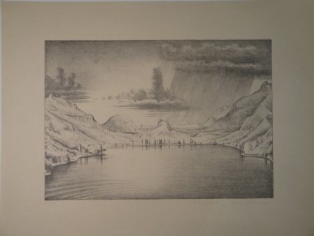 Litografía Stöcklin - Landschaft bei Morcote.