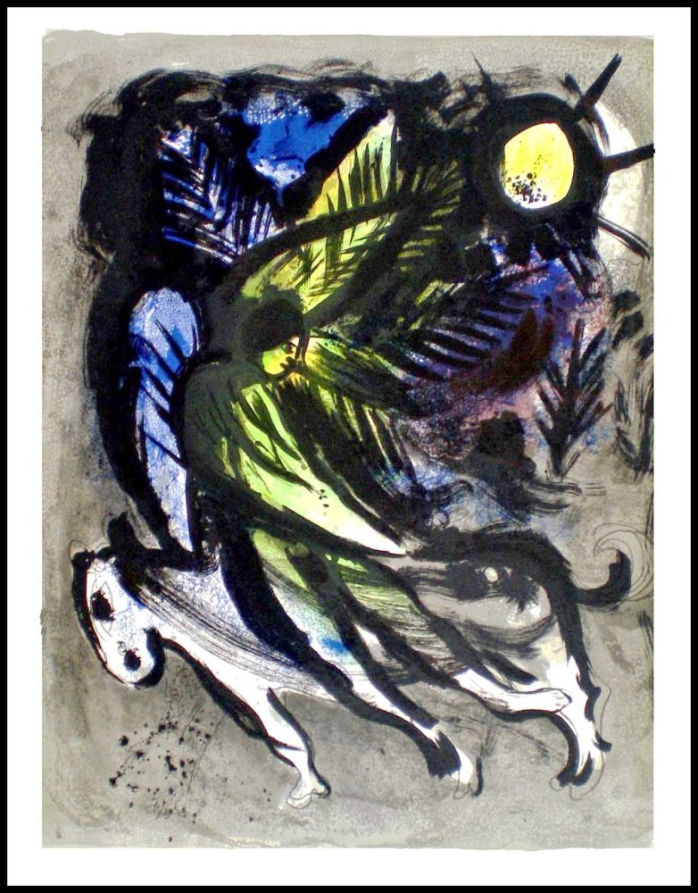 Litografía Chagall - L'ANGE SURVOLANT LA FORET