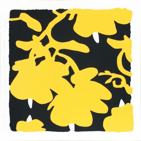 Serigrafía Sultan - Lantern Flowers - Yellow/Black Background