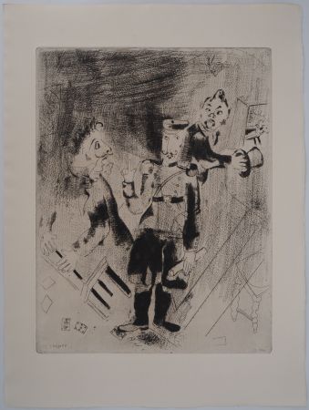 Grabado Chagall - L'arrestation (Apparition des policiers)