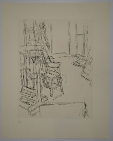 Grabado Giacometti - L'Atelier au chevalet (Studio with the Easel)