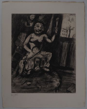 Grabado Chagall - L'atelier du sculpteur (Le statuaire et la statue de Jupiter)