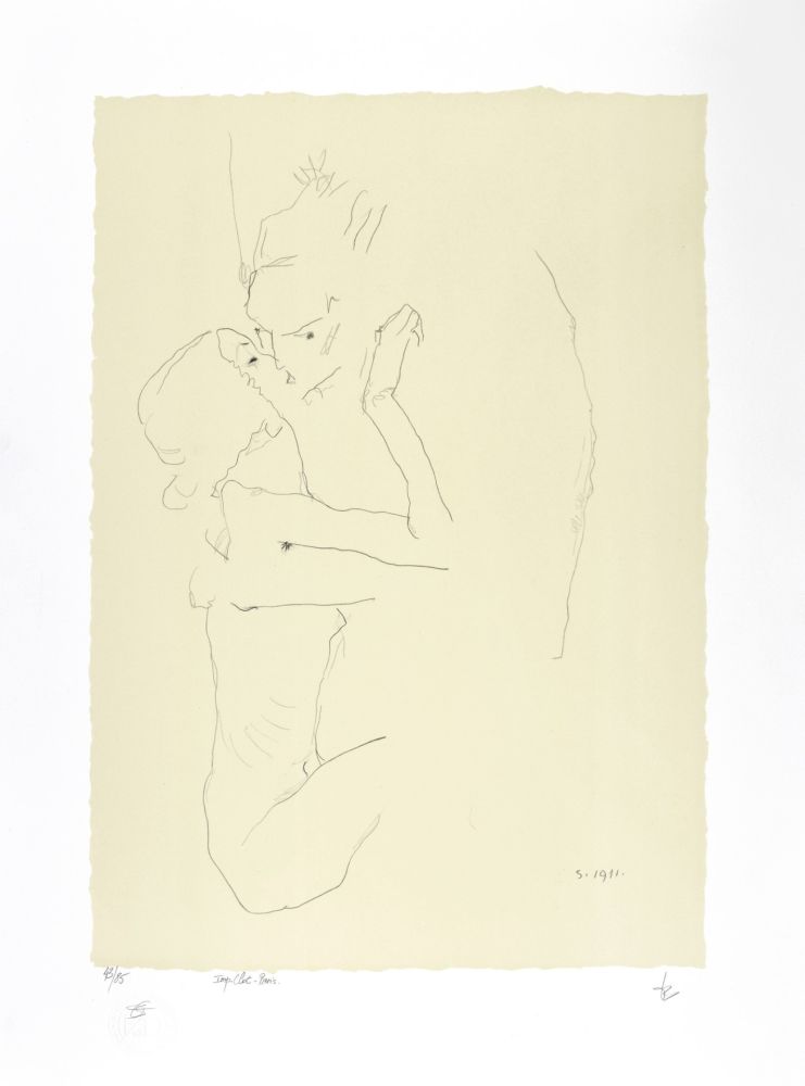 Litografía Schiele - Le baiser, 1911 | The kiss, 1911
