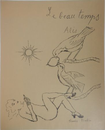 Litografía Picabia - Le beau temps : Femme aux oiseaux