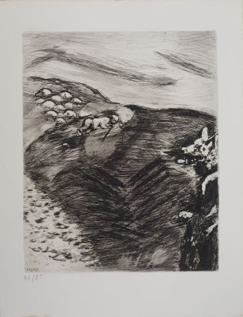 Grabado Chagall - Le berger et le loup (Le loup devenu berger)