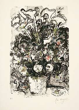 Litografía Chagall - Le bouquet blanc