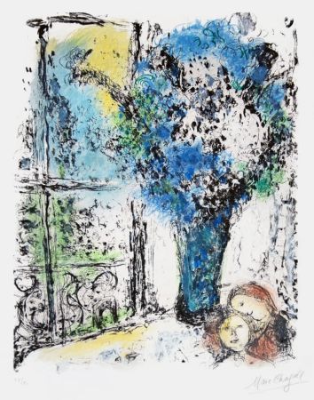 Litografía Chagall - Le Bouquet Bleu (The Blue Bouquet)