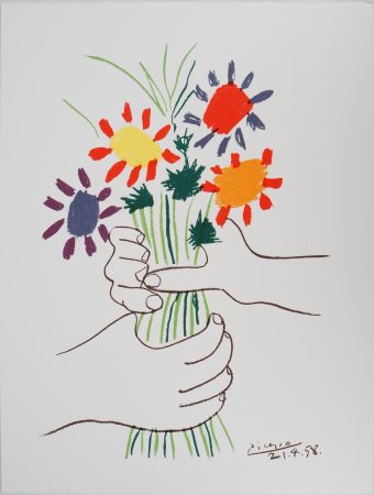 Litografía Picasso - Le bouquet de la Paix