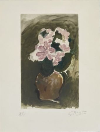Aguatinta Braque - Le bouquet rose 