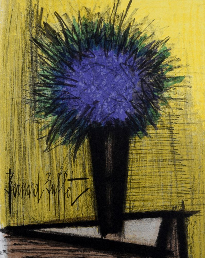 Litografía Buffet - Le Bouquet violet, 1967.