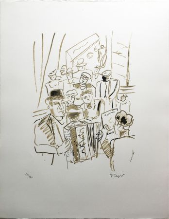 Litografía Leger - LE CAFÉ ou L'ACCORDÉONISTE (La Ville, Paris 1959)