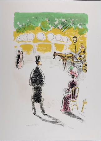 Litografía Van Dongen - Le carrousel et le fiacre, 1950.